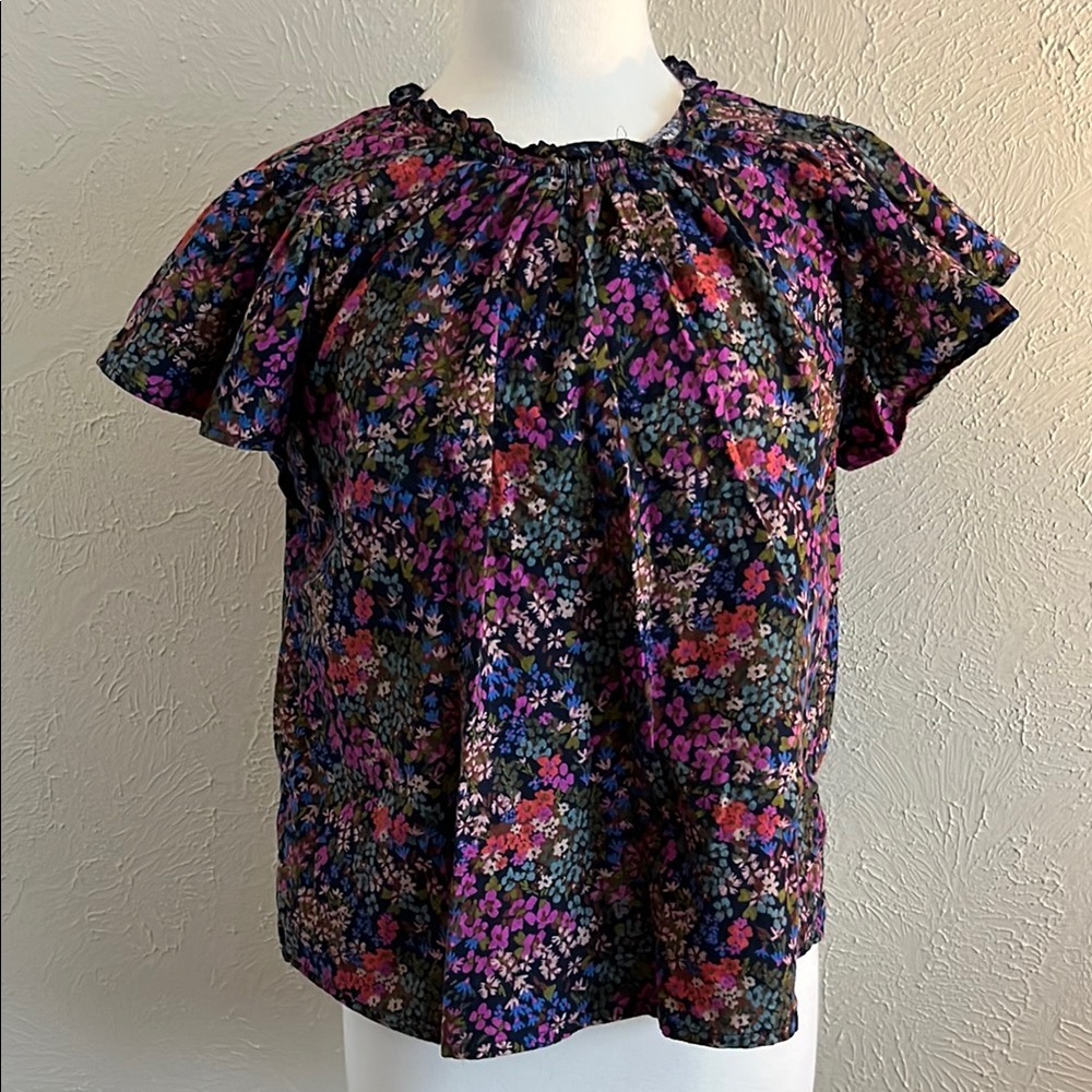 Floral Ruffle Sleeve Top